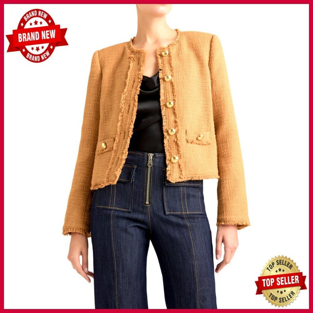 Boucle Blazer with Gold Buttons, Tailored Fit, Business Casual Jacket